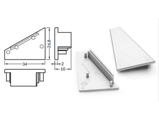 Profil din aluminiu de colt CORNER 27 pentru banda LED - anodizat 2 metri - set complet Profilul LED foto 18