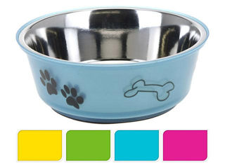 Castron Pentru Animale Pets 0.75L, 17.5Cm, Antiderapanta, Inox, Albastru foto 1