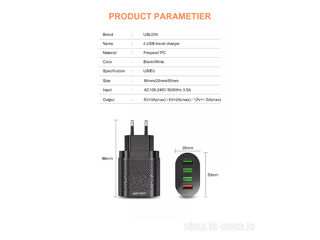 USB Smart Charger QC 3.0 for iPhone, iPad, Samsung - Зарядное устройство 4xUSB foto 2