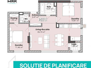 Apartament cu 3 camere, 50 m², Centru, Codru, Chișinău mun. foto 3
