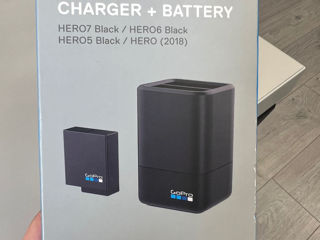 HERO7 Black Dual Battery Charger + Battery nou 700 lei foto 2