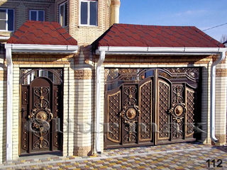 Copertine, porți, garduri,balustrade,  gratii, uși metalice și alte confecții din fier forjat. foto 8