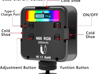 Lumină video LED RGB pentru fotografie - Panou portabil de iluminat pentru cameră foto 2