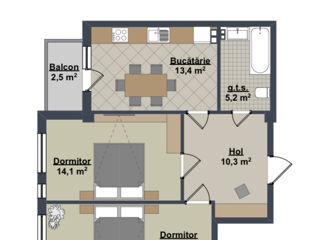 Apartament cu 2 camere, 61 m², Centru, Ialoveni foto 17