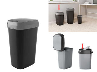 Cos Pentru Gunoi Cu Capac Batant Kis 30L, 26X37X48Cm, Negru