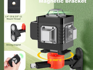 16 Lines Self-Leveling Laser Level 4 x 360 Cross Lines, LCD Screen, Green Beam, 2 Recharge Battery foto 3