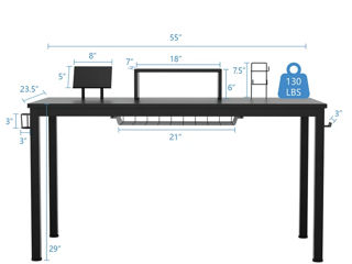 Masă de calculator gaming Costway foto 6