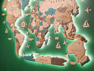 Многоуровневая карта мира из дерева 1800*1200мм / 3d harta lumii din lemn 1800*1200мм
