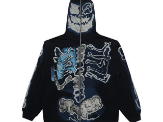 Unisex Travis Scott Cactus Jack X Fragment Kaws Skull Zipper Sweater Hoodie