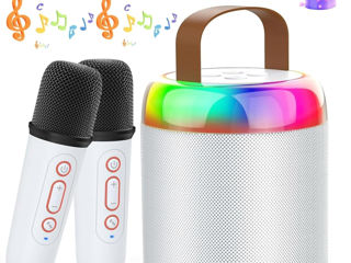 Mini aparat de karaoke cu 2 microfoane fără fir, difuzor Bluetooth portabil pentru copii adulți.