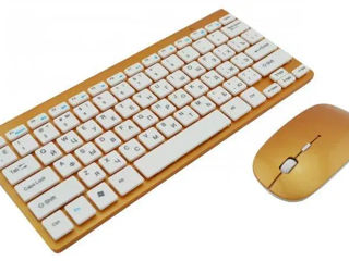 Комплект беспроводной клавиатура и мышь оптическая блютуз UKC 0902 для ПК, ноутбука Золотистая LVR foto 8