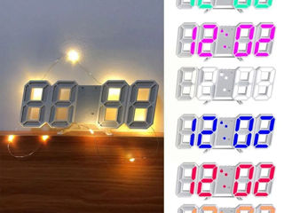 3D LED=Часы с функцией: Хамелеон=Многоцвет=Большие настенные. С пультом. Показывают температуру.