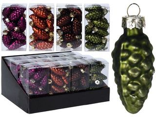 Set Decoratiuni Pentru Brad Din Sticla "Conuri" 12X63Mm "Autumn"