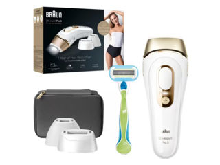 Epilator IPL BRAUN Silk-expert Pro 5 PL5242, 400000 impulsuri, 10 viteze, 4 accesorii, SkinPro 2.0