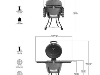 Gratar Kamado PBK24 gri, Pit Boss grill ceramic pe carbune BBQ foto 4