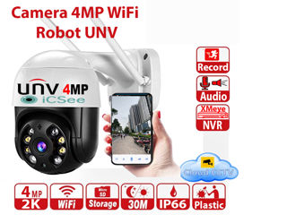 Camera WiFi 4MP Robot UNV microSD, microfon, dinamic, detectie om, autotrak foto 3