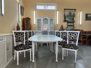 Masa alba cu 6 scaune,produs din lemn, Белый стол с 6 стульями, деревянное изделие, foto 4