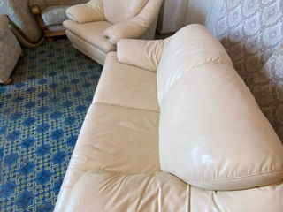 Canapea sofa divan fotoliu din piele naturala foto 2