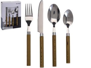 Set De Tacimuri Eh 24Buc, Inox, Maner Din Lemn