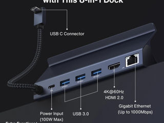 Legion Go Dock, 6-in-1 Hub Docking Station for Steam Deck HDMI 2.0 4K@60Hz, Gigabit Ethernet foto 2