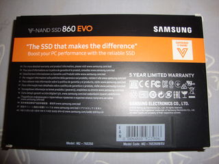 SSD Samsung 860 EVO V-Nand, Sata 6 Gb/s, 250 GB, nou sigilat, in cutie foto 2