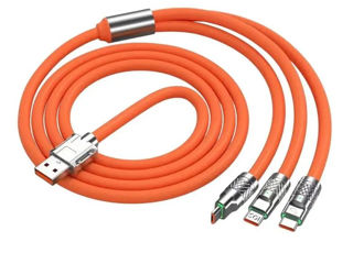 Зарядный Кабель для быстрой зарядки 3 в 1 fast cable оранжевый длина 1м 20см foto 1