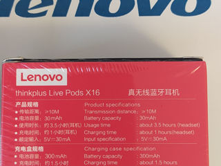 Новые беспроводные наушники   Lenovo ThinkPlus Live Pods X16 ! foto 2