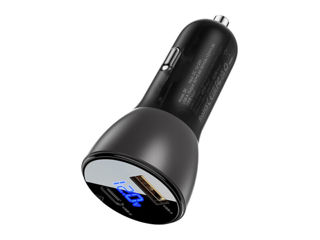 Încărcător auto din metal ACEFAST B6 63W (USB-A+USB-C) cu afișaj digital transparent foto 3