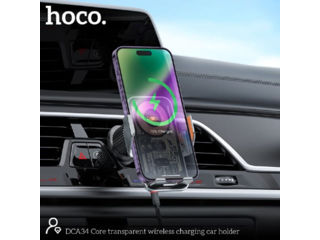 Suport auto transparent pentru încărcare fără fir HOCO DCA34 Core foto 1