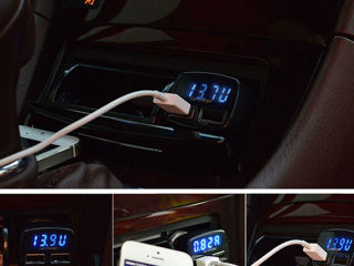 Вольтметр с термометром+зарядное устройство=2 USB 12/24v.-амперы зарядки-5 функций в 1=Экран LED foto 9