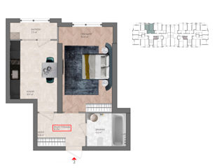 Apartament cu 1 cameră, 39 m², Centru, Comrat foto 3