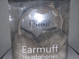 Меховые аудионаушники Keeka U10 бежевые / earmuff headphones foto 6