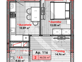 Apartament cu 2 camere, 46 m², Râșcani, Chișinău foto 4