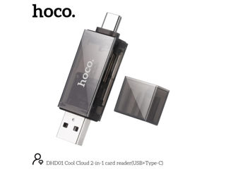 Cititor de carduri HOCO DHD01 Cool Cloud 2-în-1 (USB+Type-C) foto 3