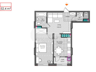 Apartament cu 2 camere, 52 m², Centru, Ialoveni foto 2