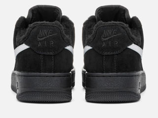 Nike Air Force 1 Low Black/White Suede cu blana/ с мехом foto 6