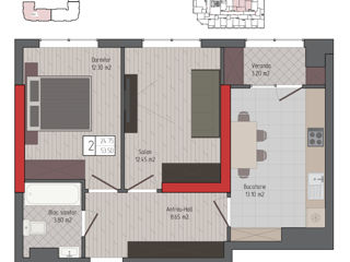 Apartament cu 2 camere, 44 m², Centru, Comrat foto 3