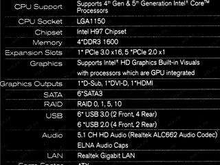 Материнская плата Socket LGA1150 ASRock H97 Anniversary 4LV DDR3 ATX HDD WD UPS - 500 Watt RAM DDR3 foto 7