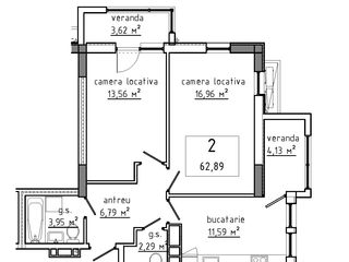 Astercon Grup - apartament cu 2 odăi suprafața 62,89 m2, et.1, 650 €/m2, mun.Chișinău, com.Stăuceni foto 5