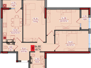 Apartament cu 3 camere,  Centru,  Ghidighici,  Chișinău mun. foto 4