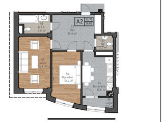 Apartament cu 2 camere, 59 m², Centru, Ialoveni foto 3
