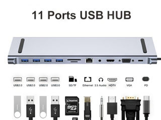 Док станции для ноутбукаnterfață hardware	USB tip C, Ethernet, HDMI, audio de 3,5 mm, USB 3.0 Dispoz foto 6