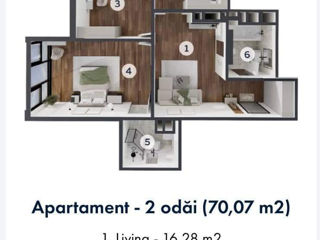 Apartament cu 2 camere, 70 m², Ciocana, Chișinău foto 2