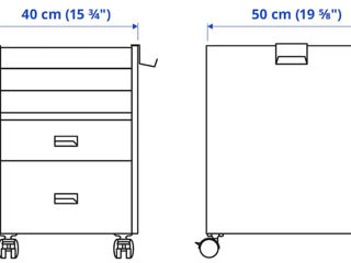 Comodă pentru oficiu IKEA (Negru) cu rotile foto 6