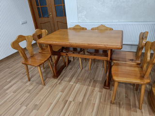 Стол и 6 стульев из натурального дерева! Masa cu 6 scaune din lemn natural! foto 2