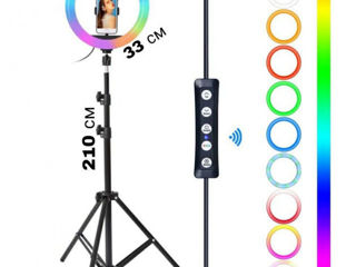 Lampa circulara RGB / Кольцевая лампа RGB 33 cm + штатив 2 м. foto 5