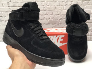 Nike Air Force 1 High Suede Black cu blana / с мехом foto 2