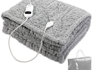 Электрическое одеяло флис плюшевый 120W, 180x130см, серый!