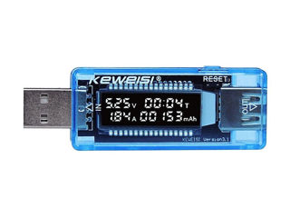 Tester USB-cu memo de tensiune si consum de energie, transparent si albastru, 59x23x13.5mm - 199lei