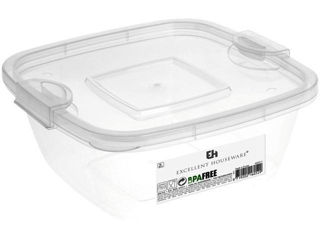 Container Alimentar 2L, 20X20X8Cm, Plastic, Transparent